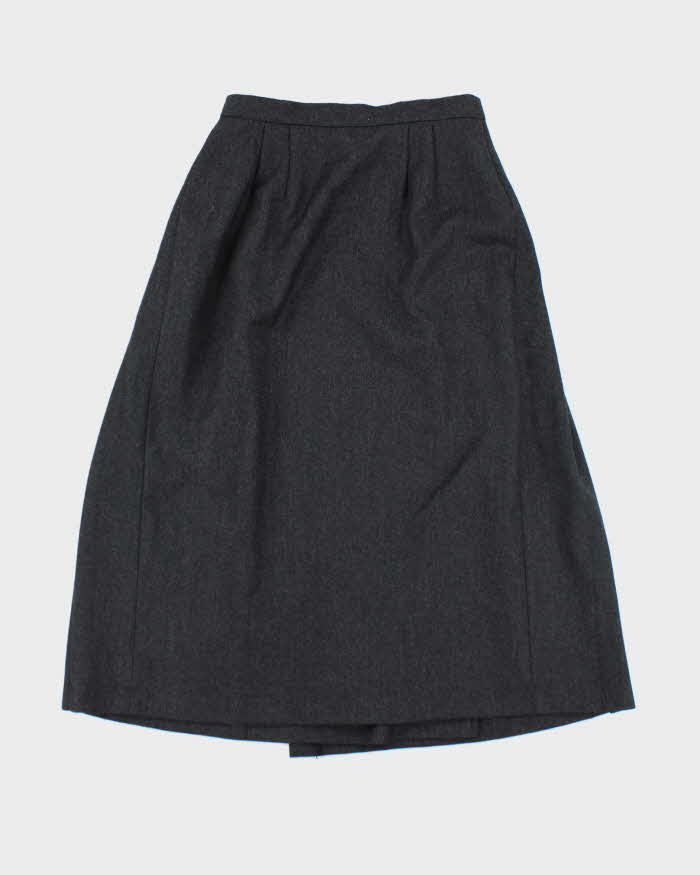 Vintage Jones New York Grey Wool Pleated Skirt - XS