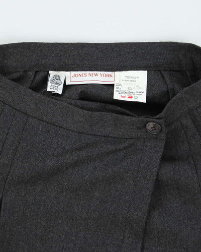 Vintage Jones New York Grey Wool Pleated Skirt - XS