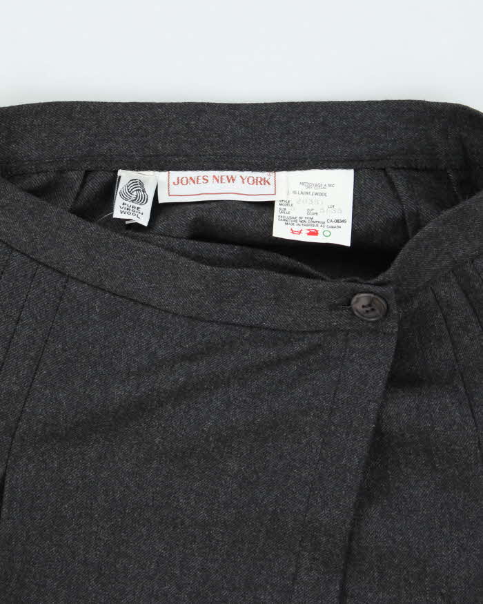 Vintage Jones New York Grey Wool Pleated Skirt - XS