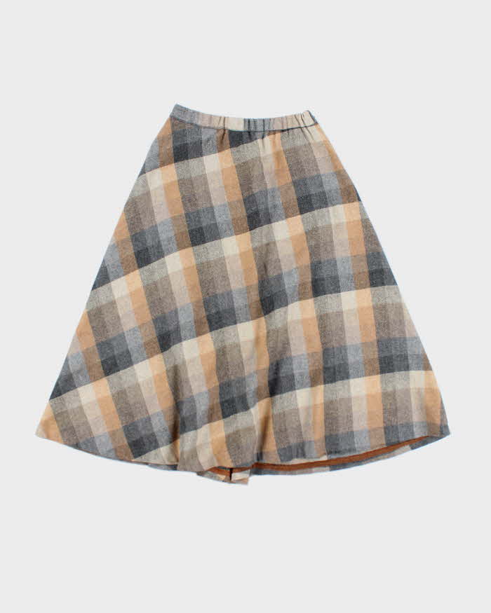 Vintage 90s Place Dela Mode Wool Blend Checked Skirt - XS