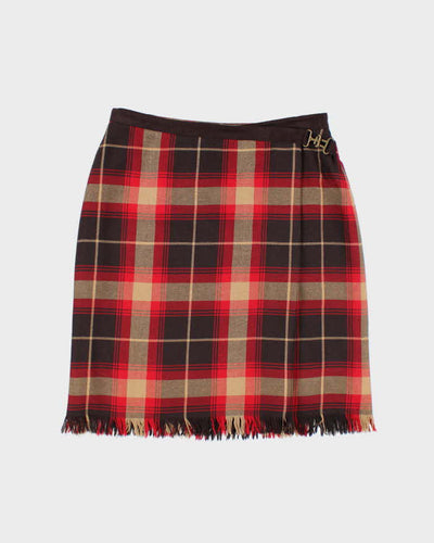 Vintage 90s Cleo Checked Wool Blend Skirt - S