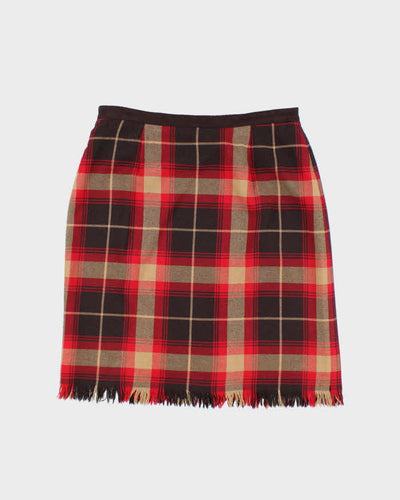 Vintage 90s Cleo Checked Wool Blend Skirt - S