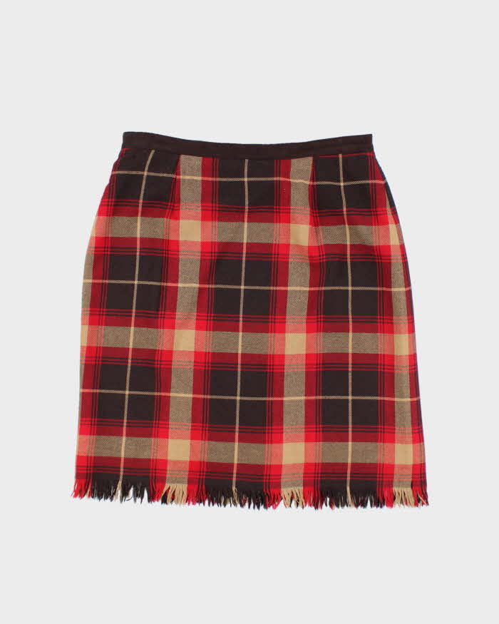 Vintage 90s Cleo Checked Wool Blend Skirt - S