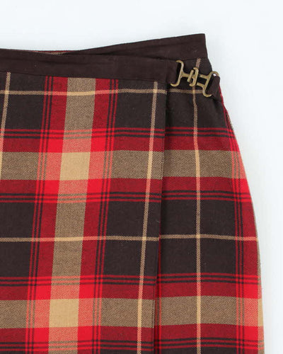 Vintage 90s Cleo Checked Wool Blend Skirt - S