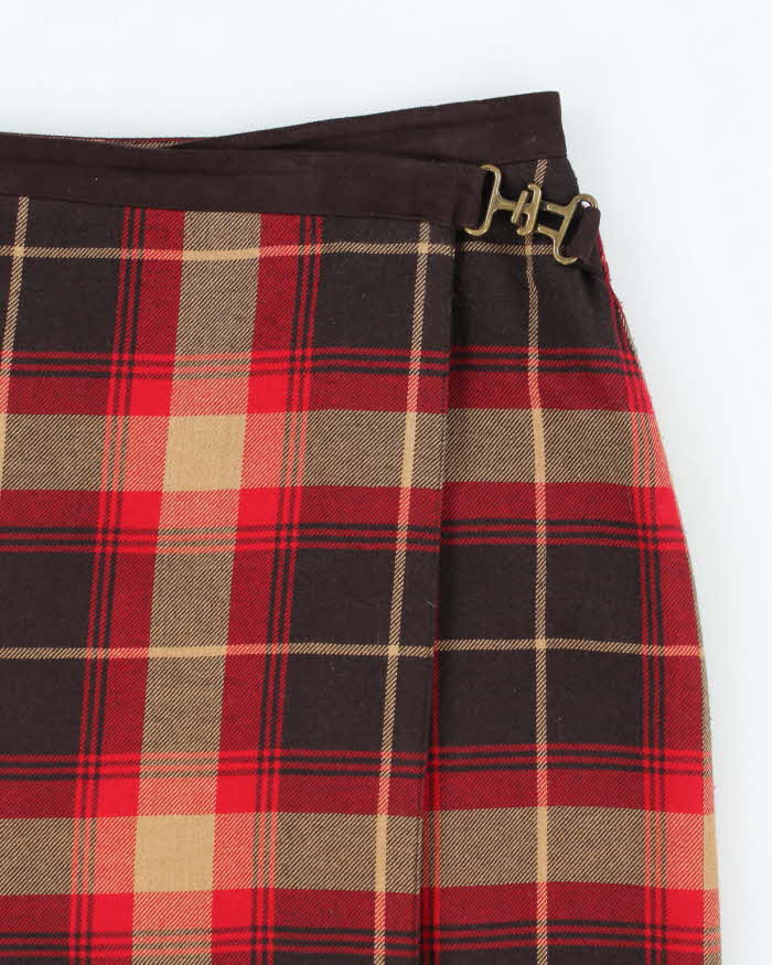Vintage 90s Cleo Checked Wool Blend Skirt - S