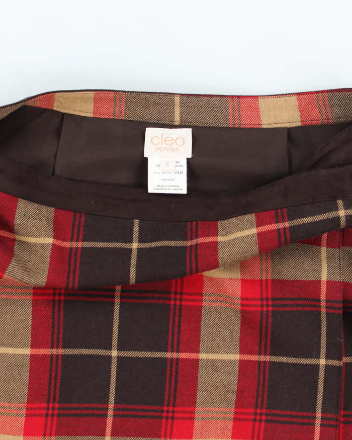 Vintage 90s Cleo Checked Wool Blend Skirt - S