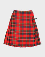 Vintage Rannoch Design Red Pleated Checked Skirt - S