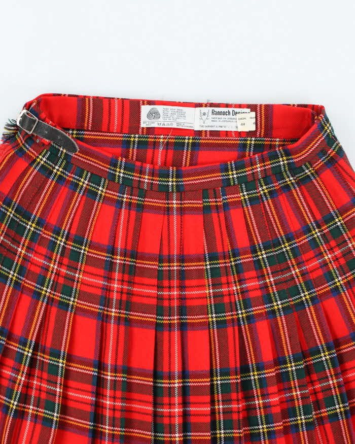 Vintage Rannoch Design Red Pleated Checked Skirt - S