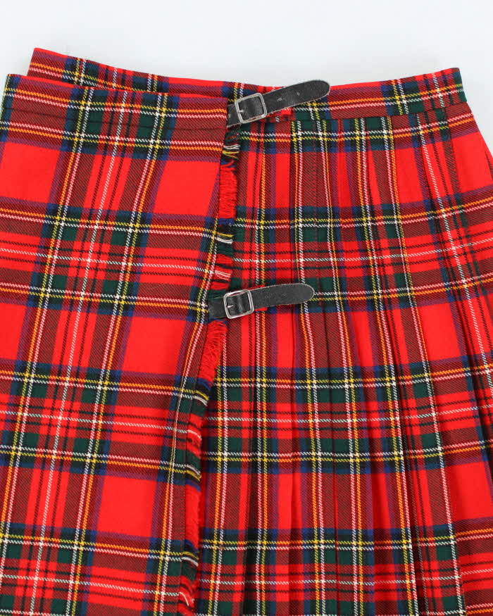 Vintage Rannoch Design Red Pleated Checked Skirt - S