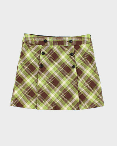 Vintage 90s Esprit De Corp Checked Wool Blend Skirt - S