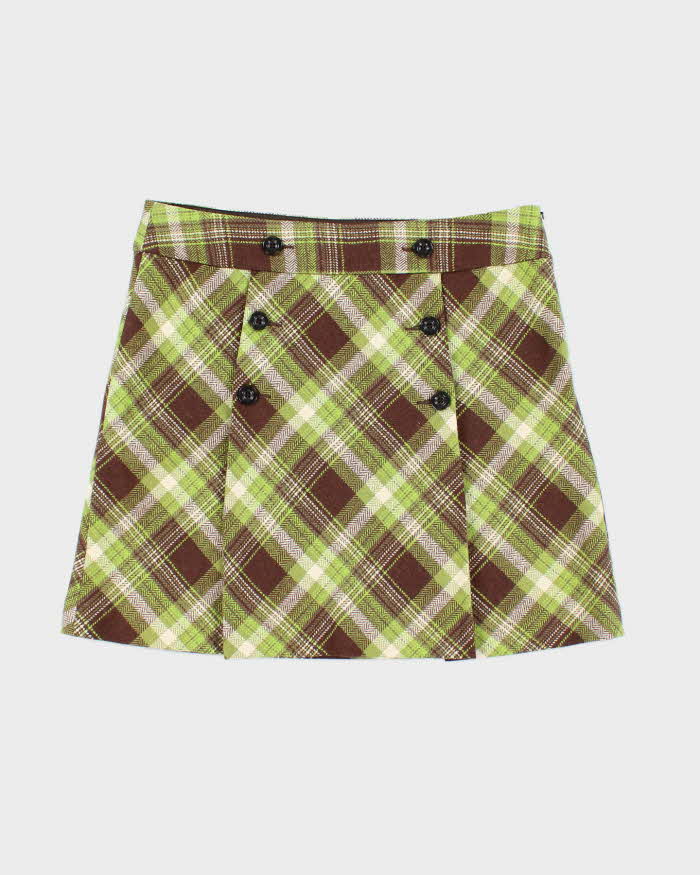 Vintage 90s Esprit De Corp Checked Wool Blend Skirt - S