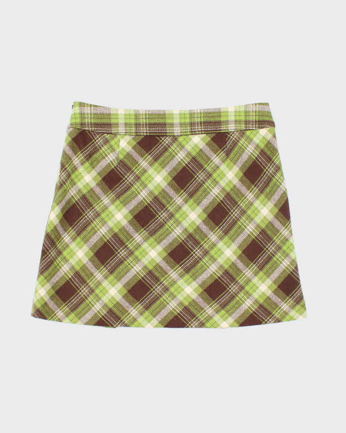 Vintage 90s Esprit De Corp Checked Wool Blend Skirt - S