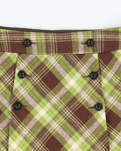 Vintage 90s Esprit De Corp Checked Wool Blend Skirt - S