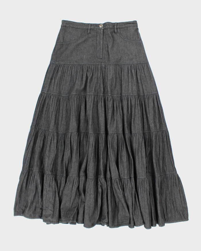 Vintage Y2k 00s Attitude Tired Denim Skirt - S