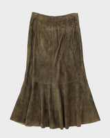 Vintage Danier Green Suede Maxi Skirt - S
