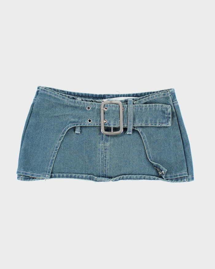 Vintage Y2k 00s Belt Detail Denim Mini Skirt - S