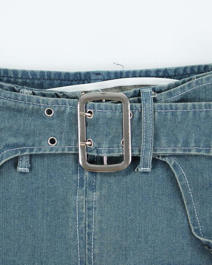 Vintage Y2k 00s Belt Detail Denim Mini Skirt - S