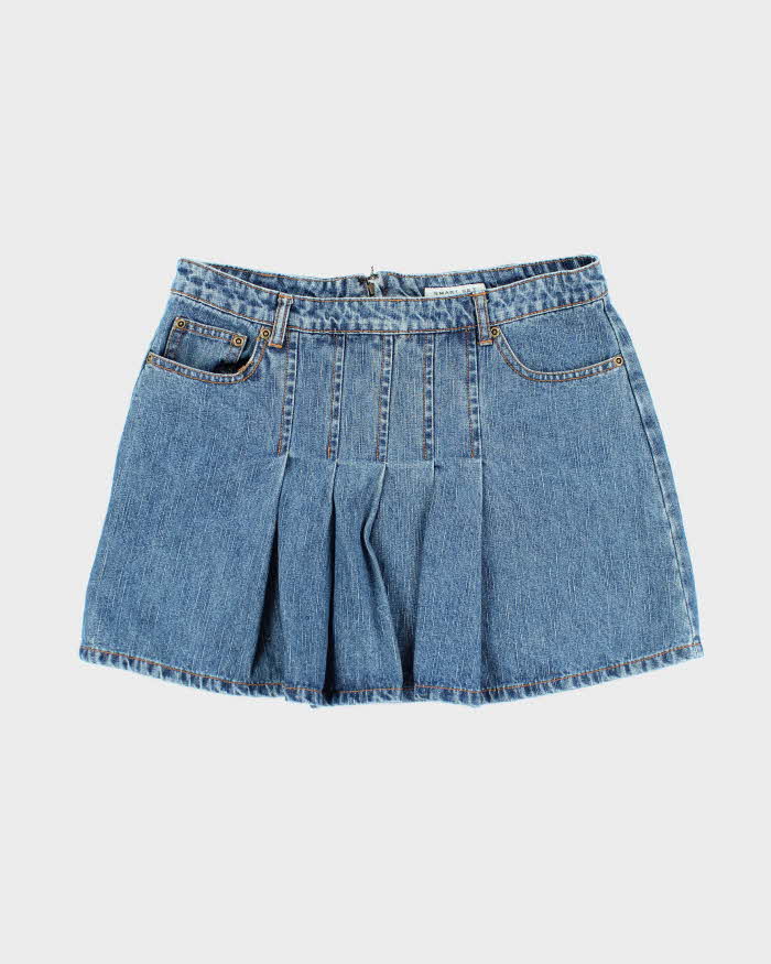 Vintage Y2k 00s Smart Set Denim Pleated Mini Skirt - S