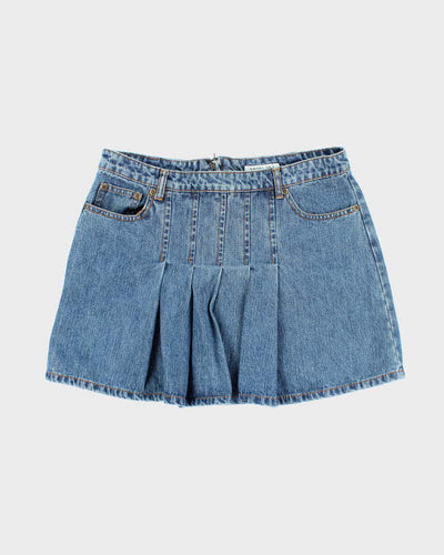 Vintage Y2k 00s Smart Set Denim Pleated Mini Skirt - S