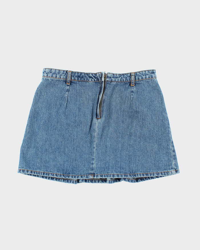 Vintage Y2k 00s Smart Set Denim Pleated Mini Skirt - S