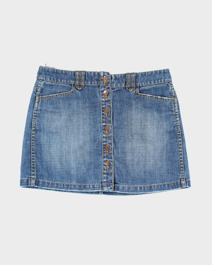 Vintage Y2k 00s FCUK Button-Up Denim Mini Skirt - S