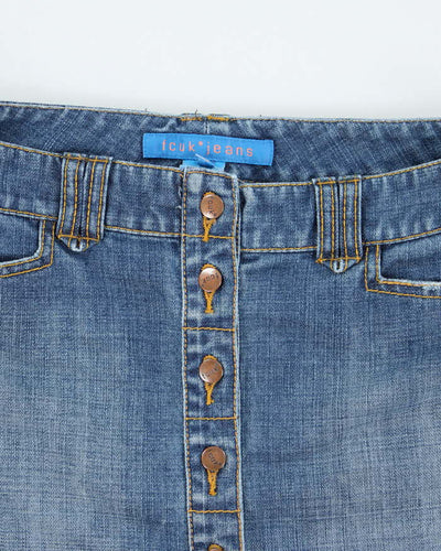 Vintage Y2k 00s FCUK Button-Up Denim Mini Skirt - S