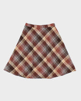 Vintage Koret Checked Wool Blend Skirt - S