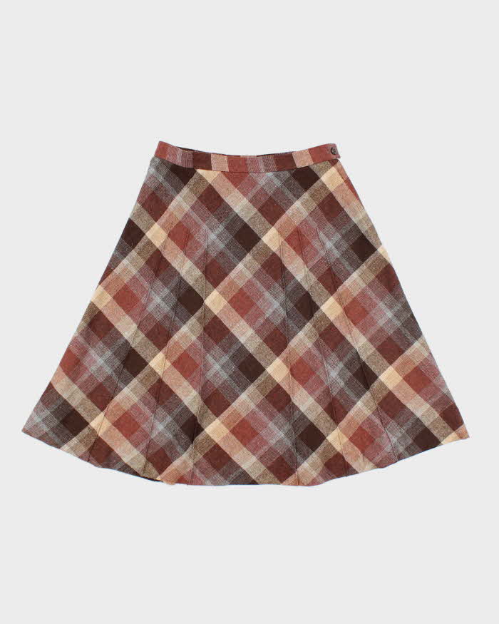 Vintage Koret Checked Wool Blend Skirt - S