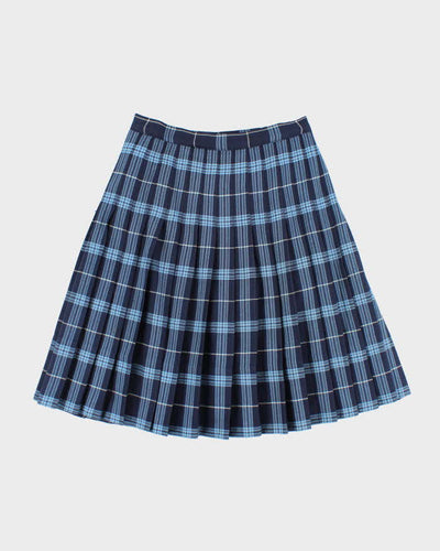 Vintage Richard's Blue Checked Pleated Skirt - XS