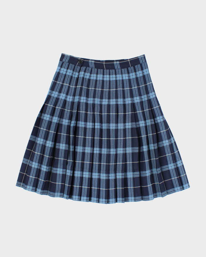 Vintage Richard's Blue Checked Pleated Skirt - XS
