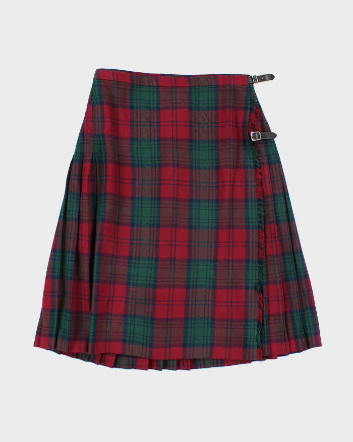 Vintage Moffat Weaver Wool Blend Checked Pleated Skirt - S