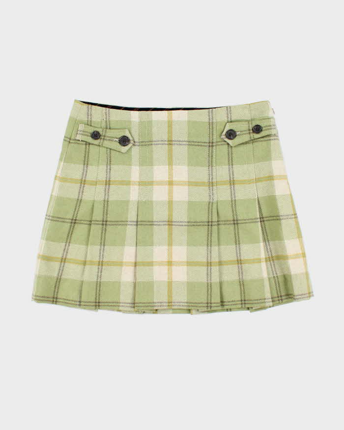 Vintage Y2k 00s Gap Green Checked Pleated - S