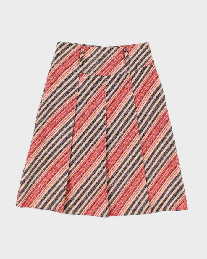 Vintage Y2k 00s Stripe Pleated Skirt - XS
