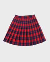Vintage Aljean Checked Pleated Wool Skirt - XS
