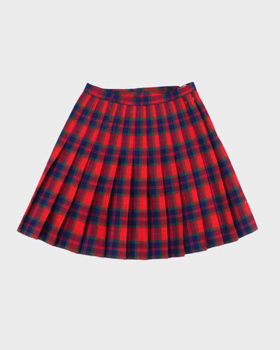 Vintage Aljean Checked Pleated Wool Skirt - XS