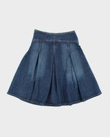 Vintage Y2k 00s Dossier Denim Pleated Rhinestone Skirt - XS