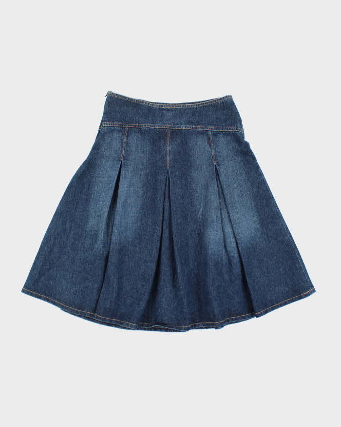 Vintage Y2k 00s Dossier Denim Pleated Rhinestone Skirt - XS
