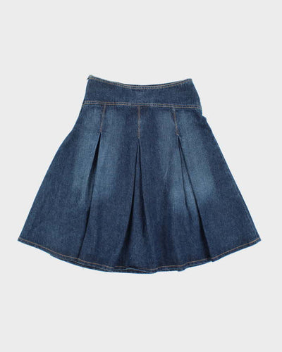 Vintage Y2k 00s Dossier Denim Pleated Rhinestone Skirt - XS