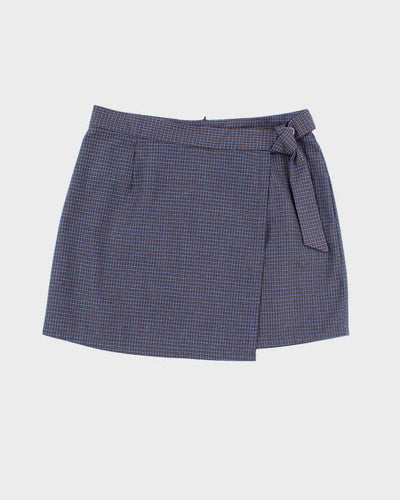 Vintage Checked Wrap Mini Skirt - S