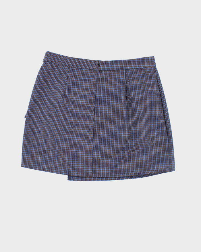Vintage Checked Wrap Mini Skirt - S