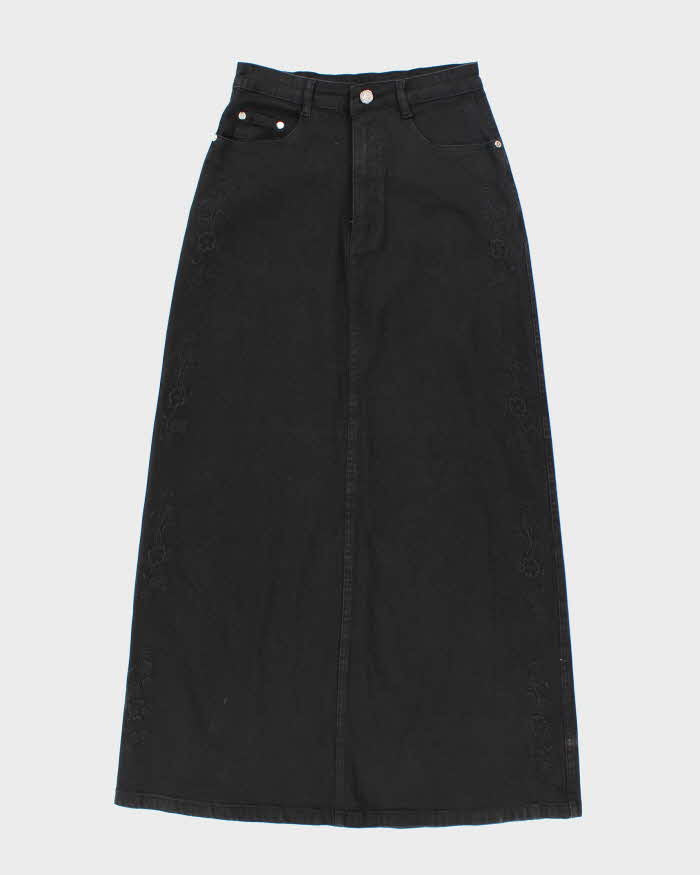 Vintage Y2k 00s Blue Max Jeans Embroidered Denim Skirt - XS