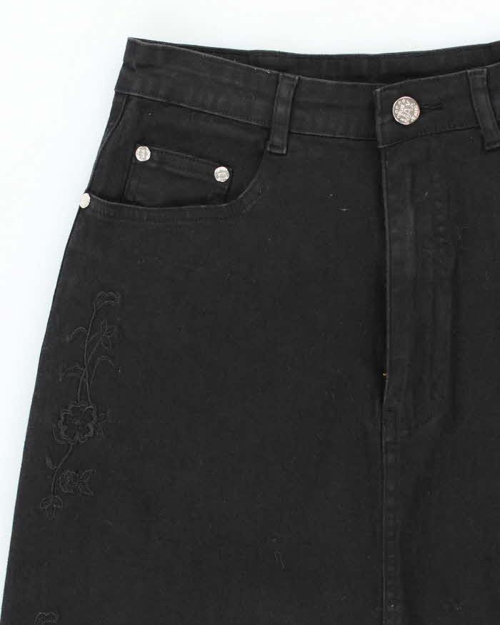 Vintage Y2k 00s Blue Max Jeans Embroidered Denim Skirt - XS