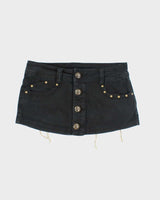 Vintage Y2k 00s Garula Studded Lace-Up Denim Mini Skort - XS