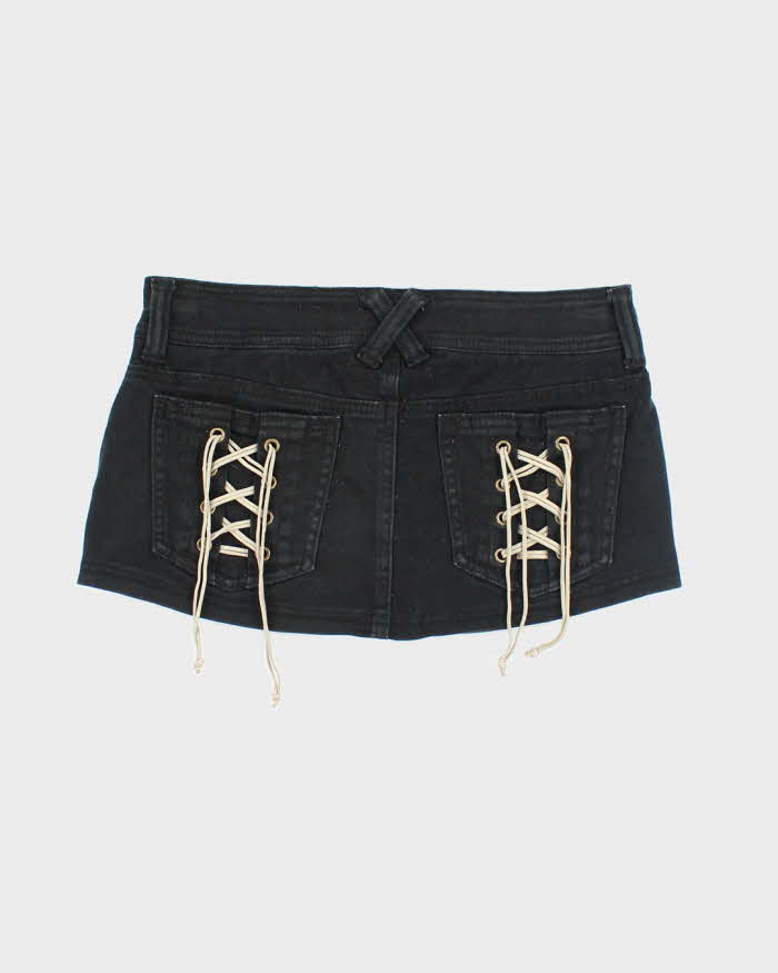 Vintage Y2k 00s Garula Studded Lace-Up Denim Mini Skort - XS