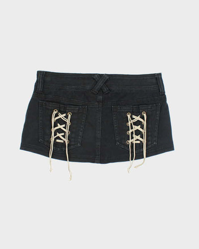 Vintage Y2k 00s Garula Studded Lace-Up Denim Mini Skort - XS