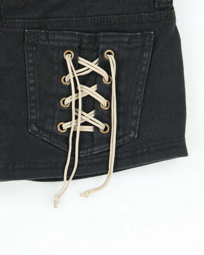 Vintage Y2k 00s Garula Studded Lace-Up Denim Mini Skort - XS