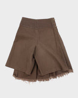 Vintage Y2k 00s Brown Pleated Asymetrix Denim Skirt - S