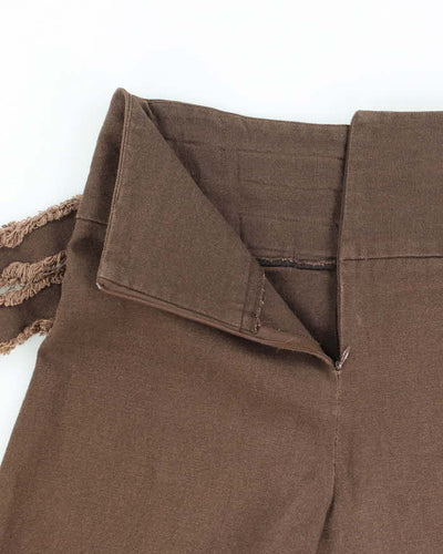 Vintage Y2k 00s Brown Pleated Asymetrix Denim Skirt - S