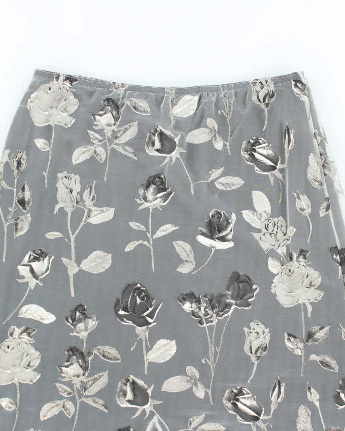 Vintage 90s French Laundry Mesh Handkerchief Hem Floral Skirt - S