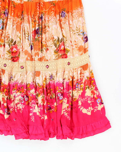 Vintage Forbidden Pattern Beaded Maxi Skirt - S